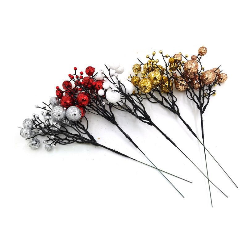 9 Inch Christmas Glitter Holy Berries Stems Holly Picks Ornaments Bulk Wholesale