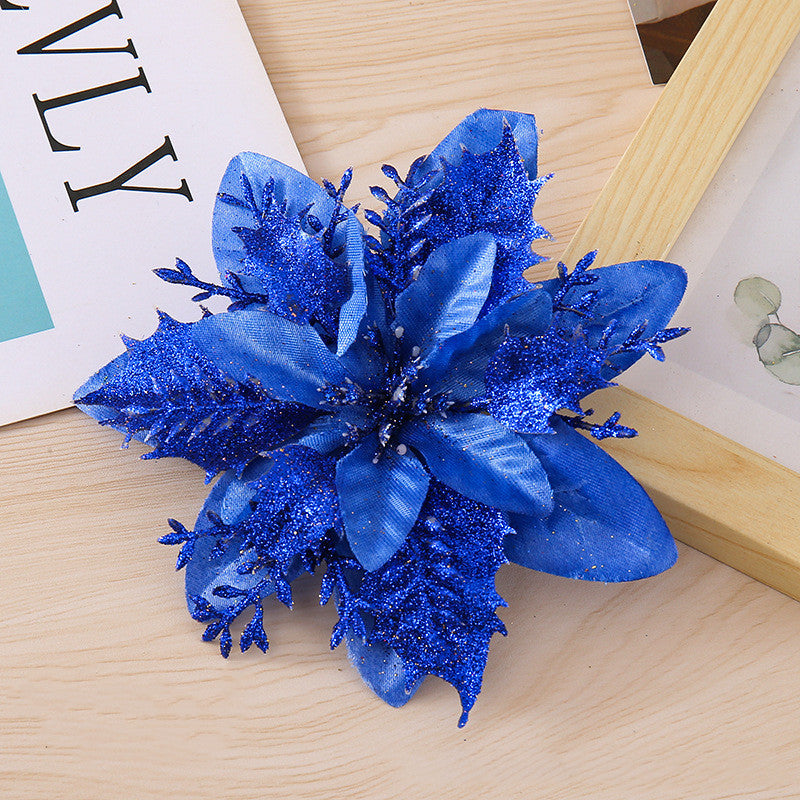 14 Colors 6 Inch Glitter Poinsettia Artificial Christmas Flowers Bulk Wholesale