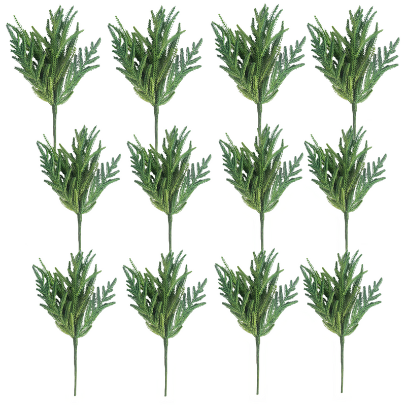 18 Inch Artificial Norfolk Pine Branches with LED Lights, Bulk Christmas Decor, 10 Pcs