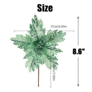 500 Pcs Artificial Glitter Christmas Poinsettia Stems Flowers Bulk Holiday Decorations