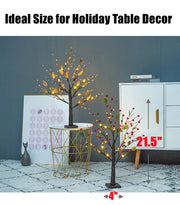 Pre-lit Artificial Christmas Tree with Berries Lights, Tabletop, Battery Operated, Bulk Pack