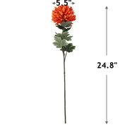 24.8 Inch Orange Chrysanthemum Stems 10 Pcs Silk Artificial Flowers Bulk