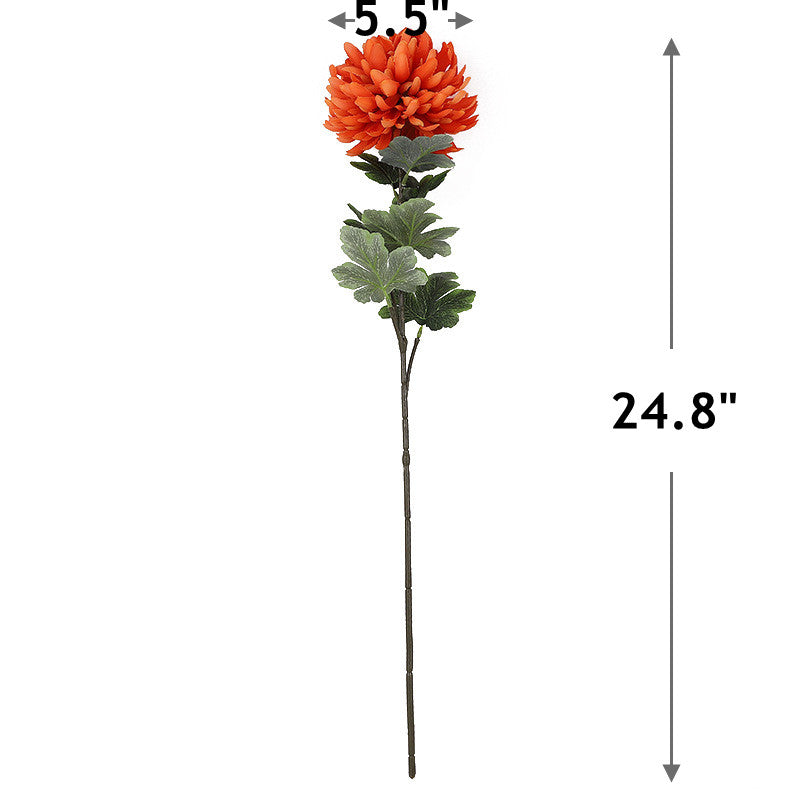 24.8 Inch Orange Chrysanthemum Stems 10 Pcs Silk Artificial Flowers Bulk