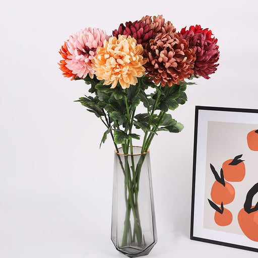 24.8 Inch Orange Chrysanthemum Stems 10 Pcs Silk Artificial Flowers Bulk