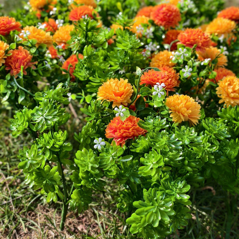 10 Pcs Artificial Chrysanthemum Succulent Gladiolus Bushes UV Resistant Outdoor Plants