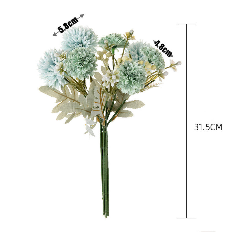 12.4 Inch Artificial Mixed Bouquet 10 Stems Pompon Chrysanthemums Dahlias Berries Silk Flowers