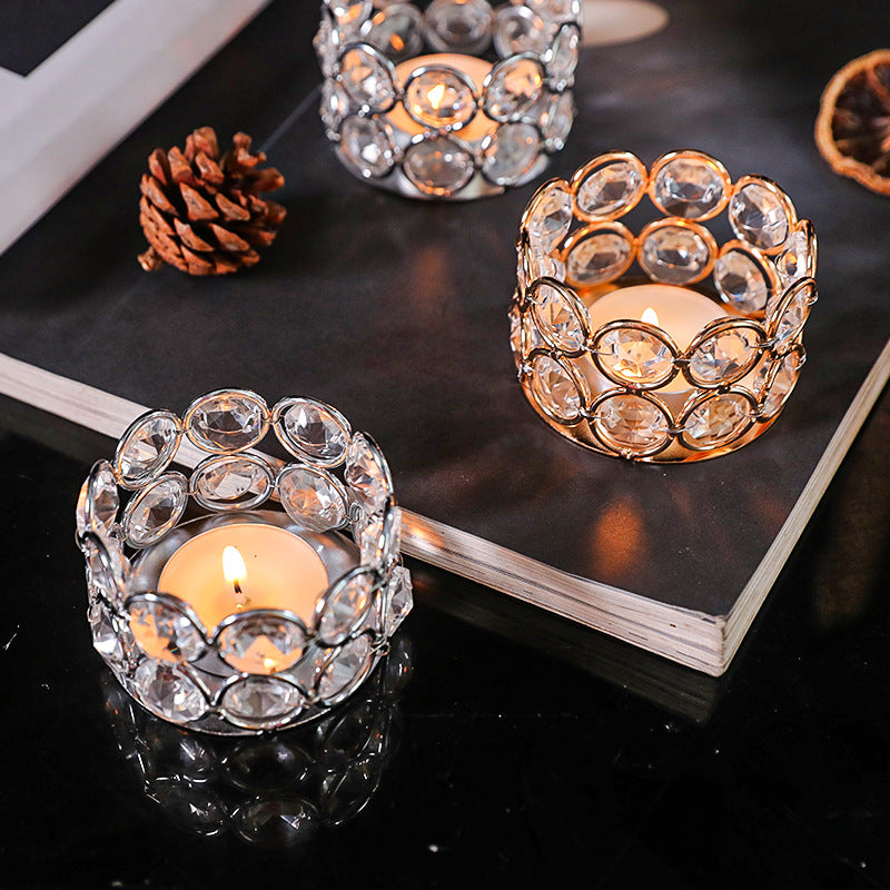 Bulk Set of 8 Clear Glass Tealight Candle Holder With Iron Coating for Wedding Table Centerpiece Wholesale