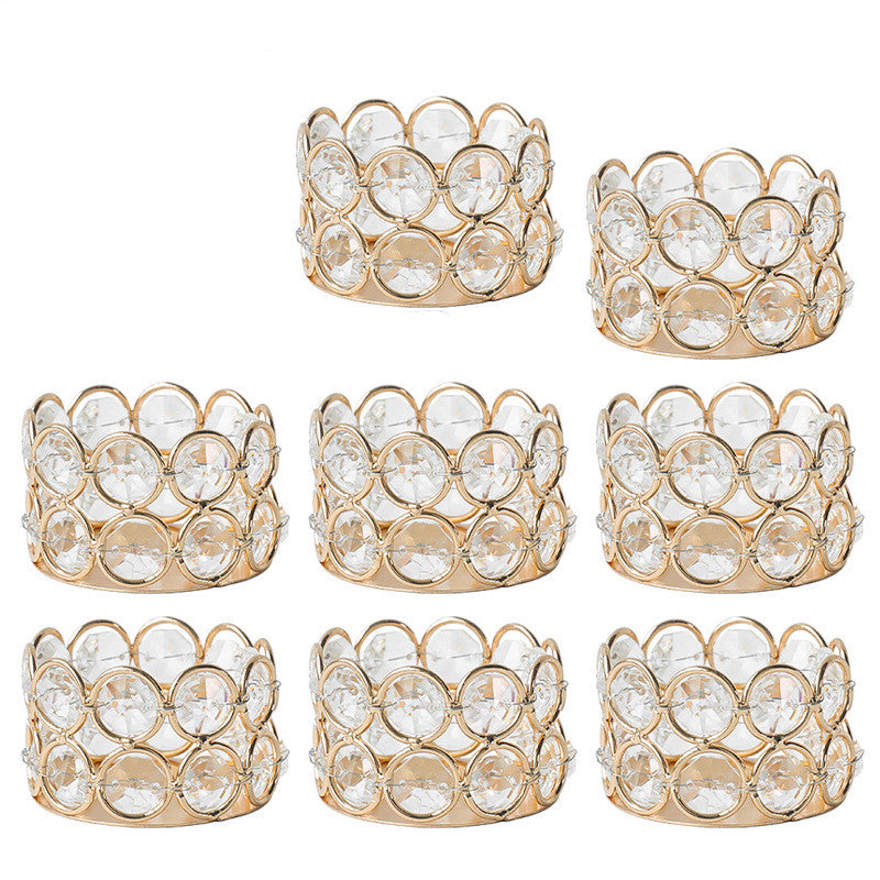 Bulk Set of 8 Clear Glass Tealight Candle Holder With Iron Coating for Wedding Table Centerpiece Wholesale