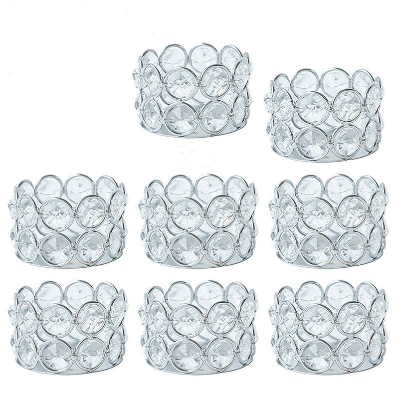 Bulk Set of 8 Clear Glass Tealight Candle Holder With Iron Coating for Wedding Table Centerpiece Wholesale