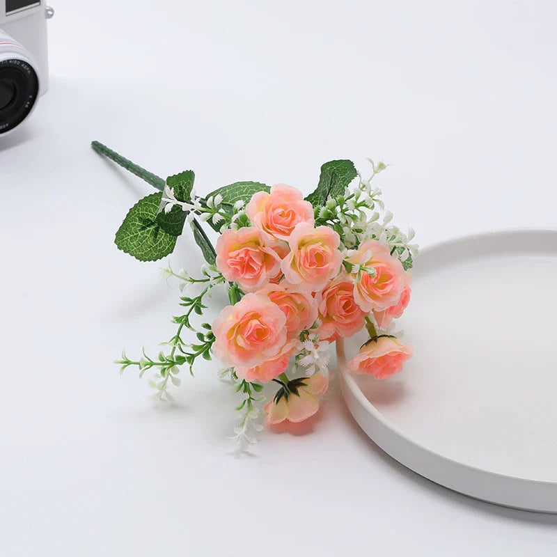 11" Artificial Silk Rose Bush, Small Rose Flowers for Crafts, Table Arrangements, Bulk Pack