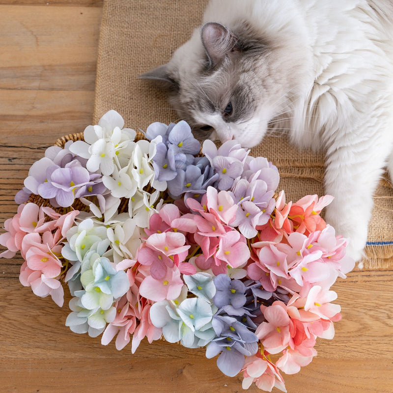 5 Pcs Artificial Hydrangea Flower Heads Clusters for Crafts Wall Panels Boutonniere