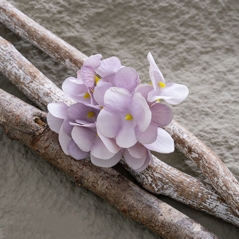 5 Pcs Artificial Hydrangea Flower Heads Clusters for Crafts Wall Panels Boutonniere
