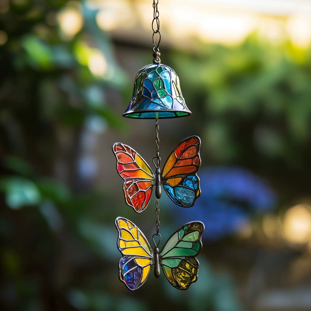 Colorful Butterfly Wind Chime, 11.8 Inch Outdoor Garden Decoration for Patio & Yard