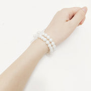 10 Pcs Elastic Pearl Wrist Bracelets Bands for DIY Wedding Corsage Flowers Accessories Bulk