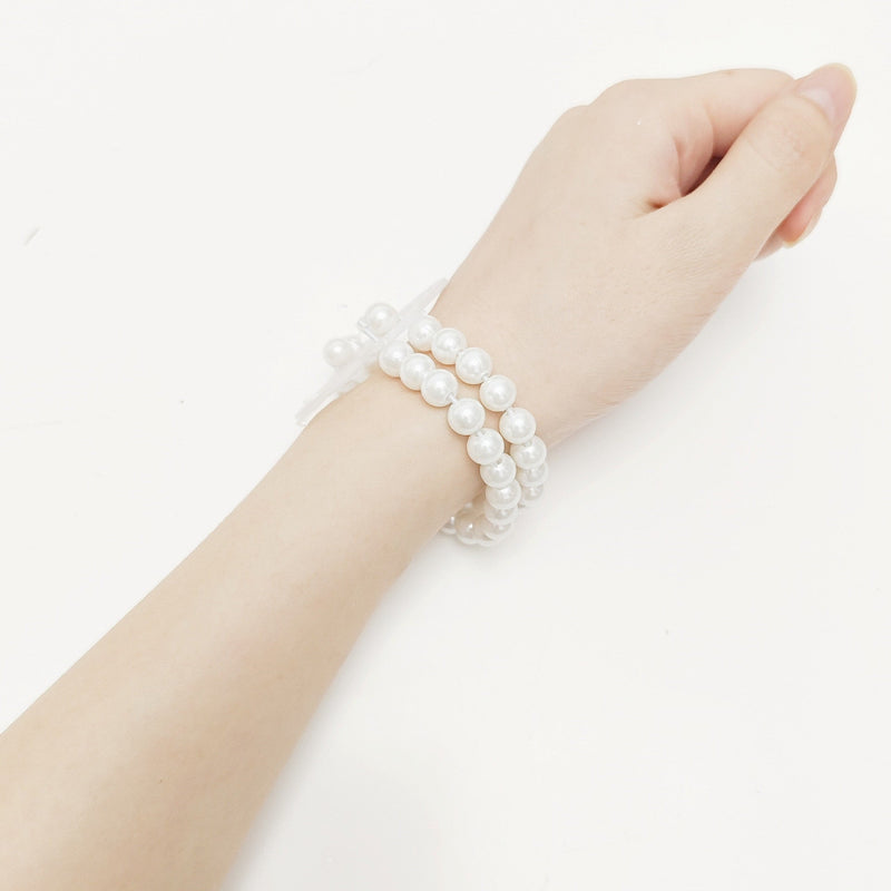 10 Pcs Elastic Pearl Wrist Bracelets Bands for DIY Wedding Corsage Flowers Accessories Bulk