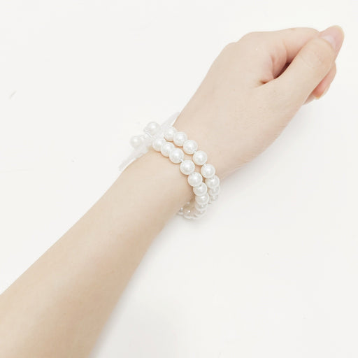 10 Pcs Elastic Pearl Wrist Bracelets Bands for DIY Wedding Corsage Flowers Accessories Bulk