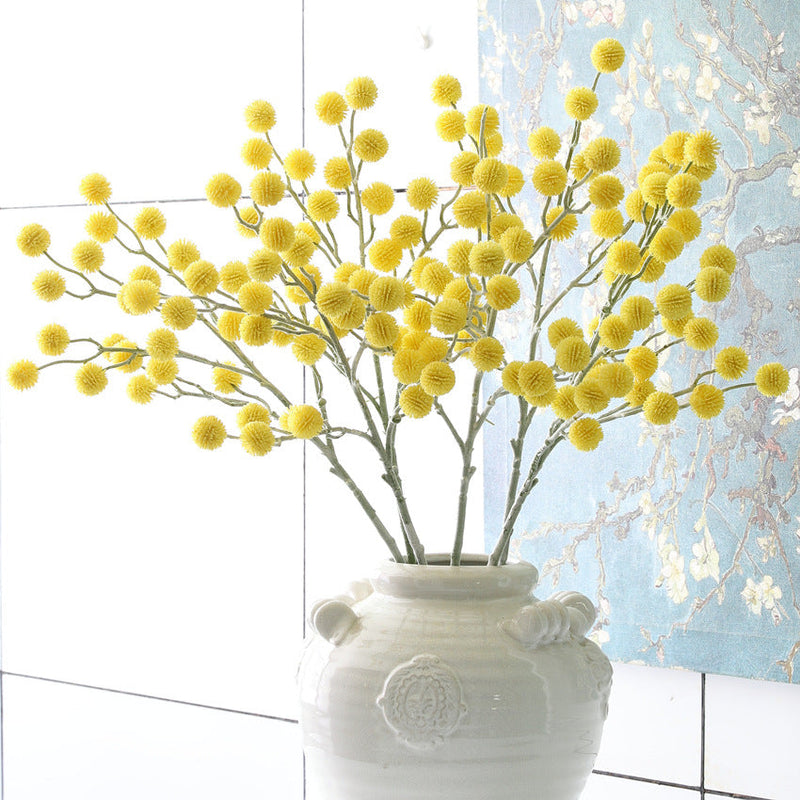 28 Inch Craspedia Billy Balls Artificial Flowers 10 Stems Boho Floral Branches