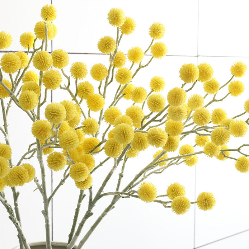 28 Inch Craspedia Billy Balls Artificial Flowers 10 Stems Boho Floral Branches