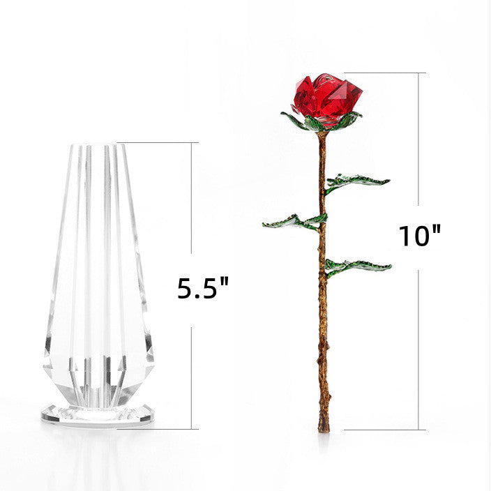 10 Inch Artificial Crystal Roses Bouquet with Glass Vase, 1 Set, Bulk Gift Arrangement