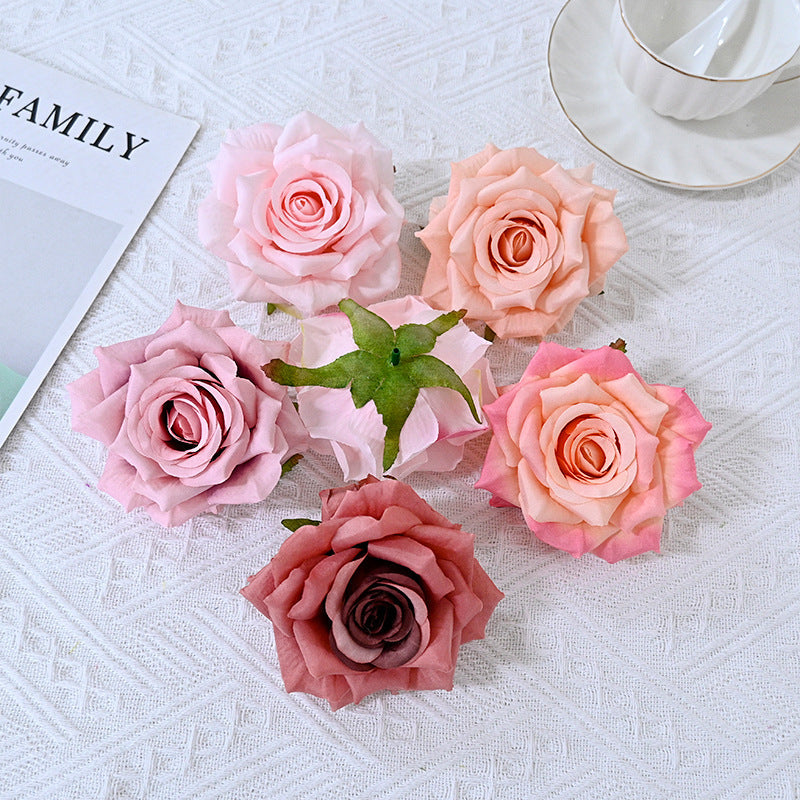 6 Pcs Curled Artificial Rose Heads for Crafts Wedding Centerpiece Bouquet Home Garden Decor