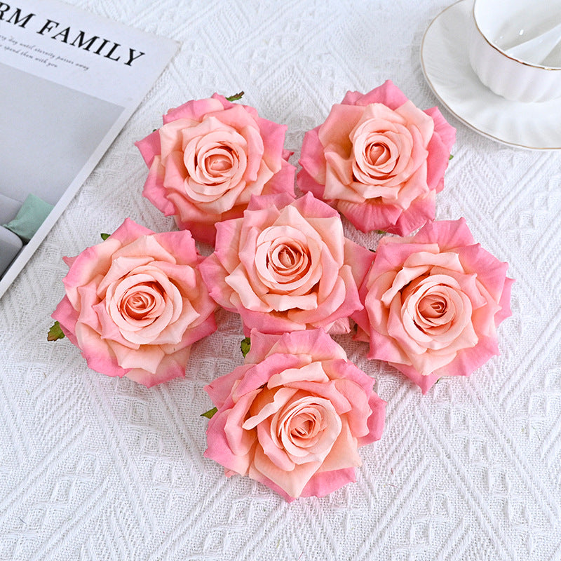 6 Pcs Curled Artificial Rose Heads for Crafts Wedding Centerpiece Bouquet Home Garden Decor