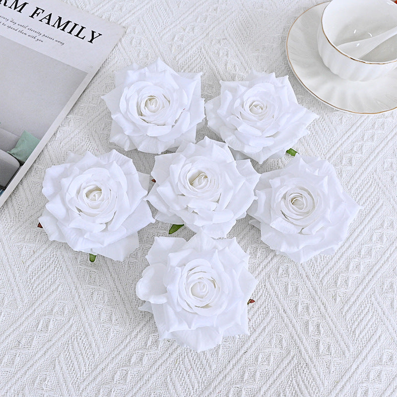 6 Pcs Curled Artificial Rose Heads for Crafts Wedding Centerpiece Bouquet Home Garden Decor