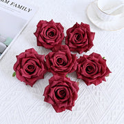 6 Pcs Curled Artificial Rose Heads for Crafts Wedding Centerpiece Bouquet Home Garden Decor