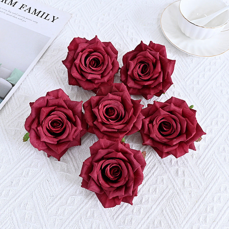 6 Pcs Curled Artificial Rose Heads for Crafts Wedding Centerpiece Bouquet Home Garden Decor