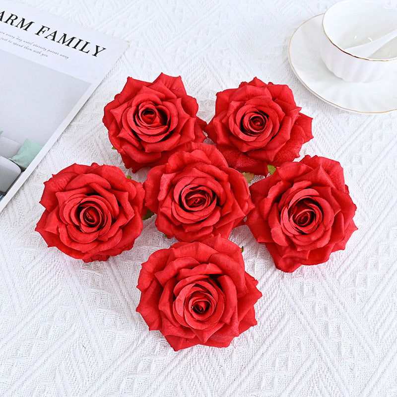 6 Pcs Curled Artificial Rose Heads for Crafts Wedding Centerpiece Bouquet Home Garden Decor
