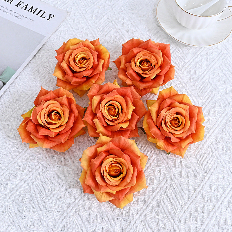 6 Pcs Curled Artificial Rose Heads for Crafts Wedding Centerpiece Bouquet Home Garden Decor