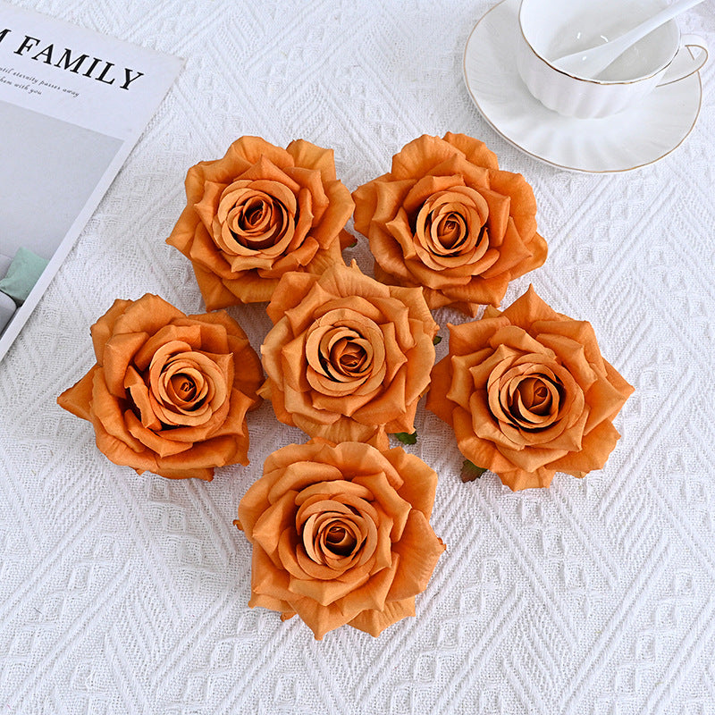 6 Pcs Curled Artificial Rose Heads for Crafts Wedding Centerpiece Bouquet Home Garden Decor