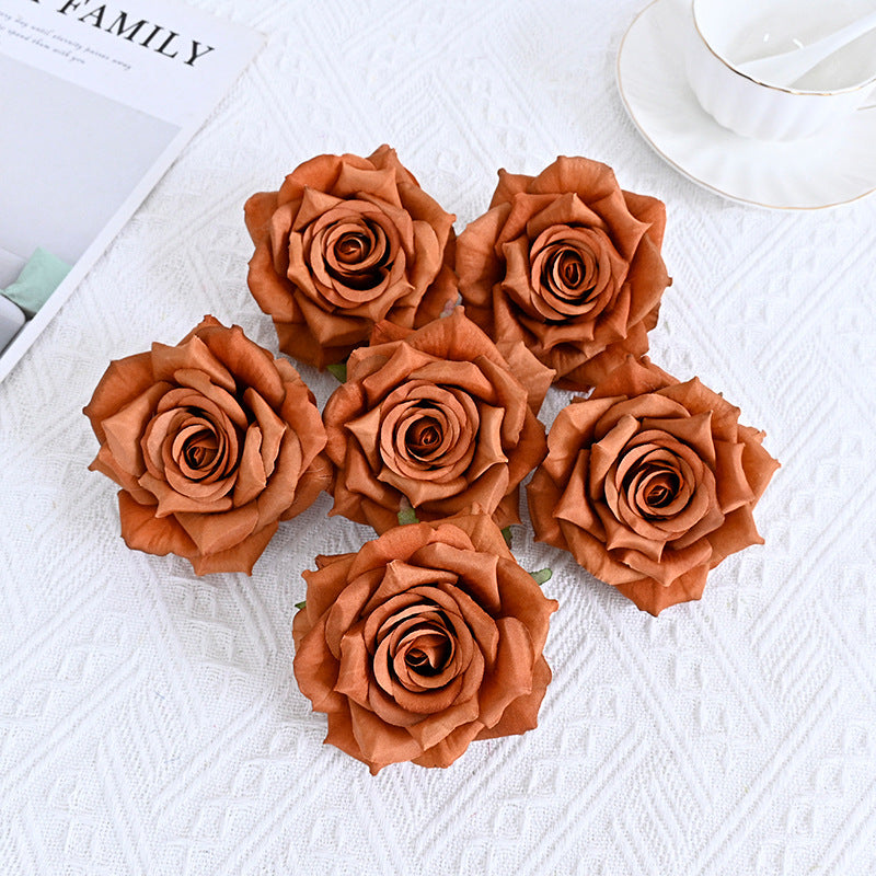6 Pcs Curled Artificial Rose Heads for Crafts Wedding Centerpiece Bouquet Home Garden Decor