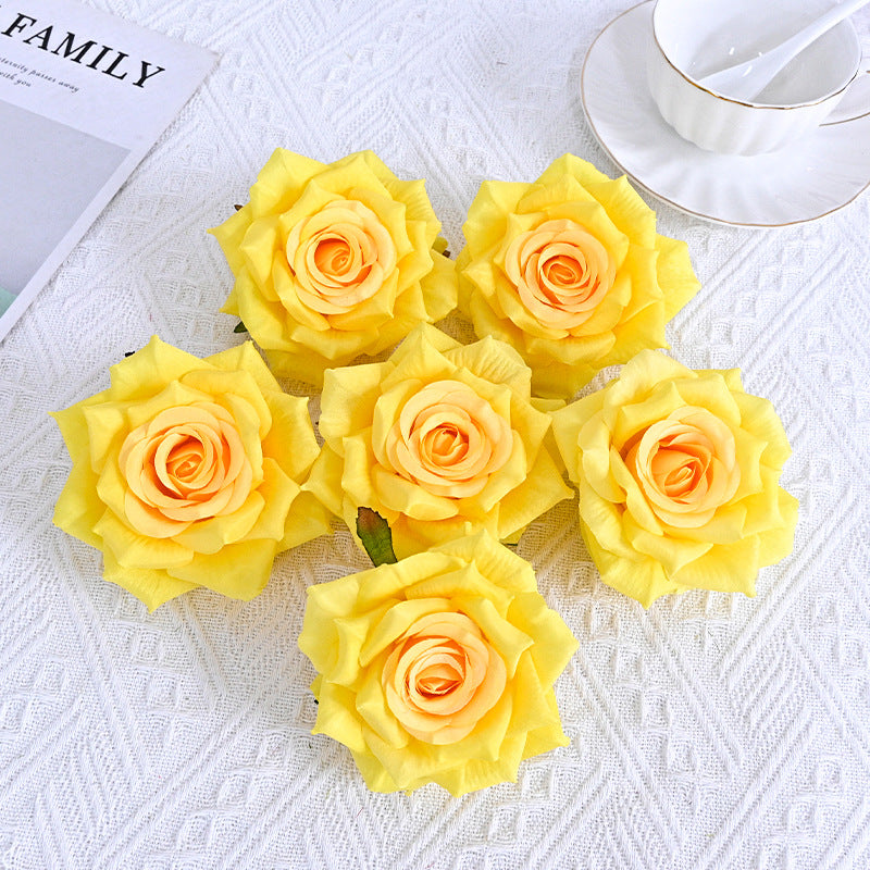6 Pcs Curled Artificial Rose Heads for Crafts Wedding Centerpiece Bouquet Home Garden Decor