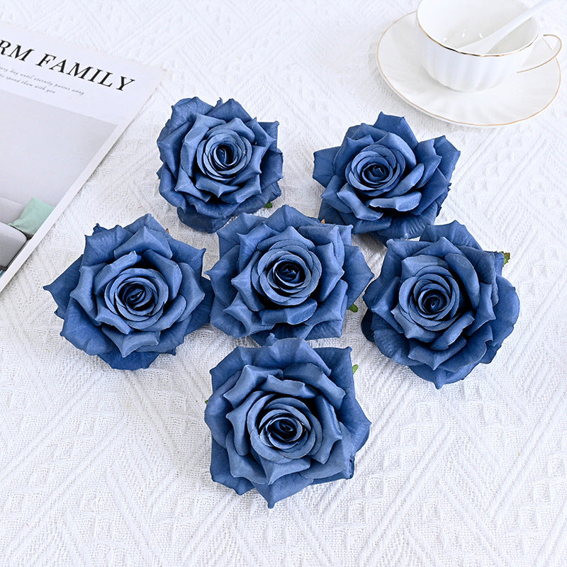 6 Pcs Curled Artificial Rose Heads for Crafts Wedding Centerpiece Bouquet Home Garden Decor