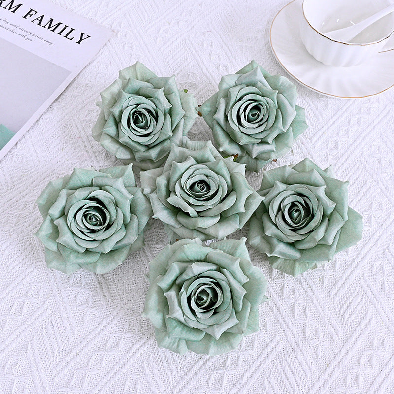 6 Pcs Curled Artificial Rose Heads for Crafts Wedding Centerpiece Bouquet Home Garden Decor