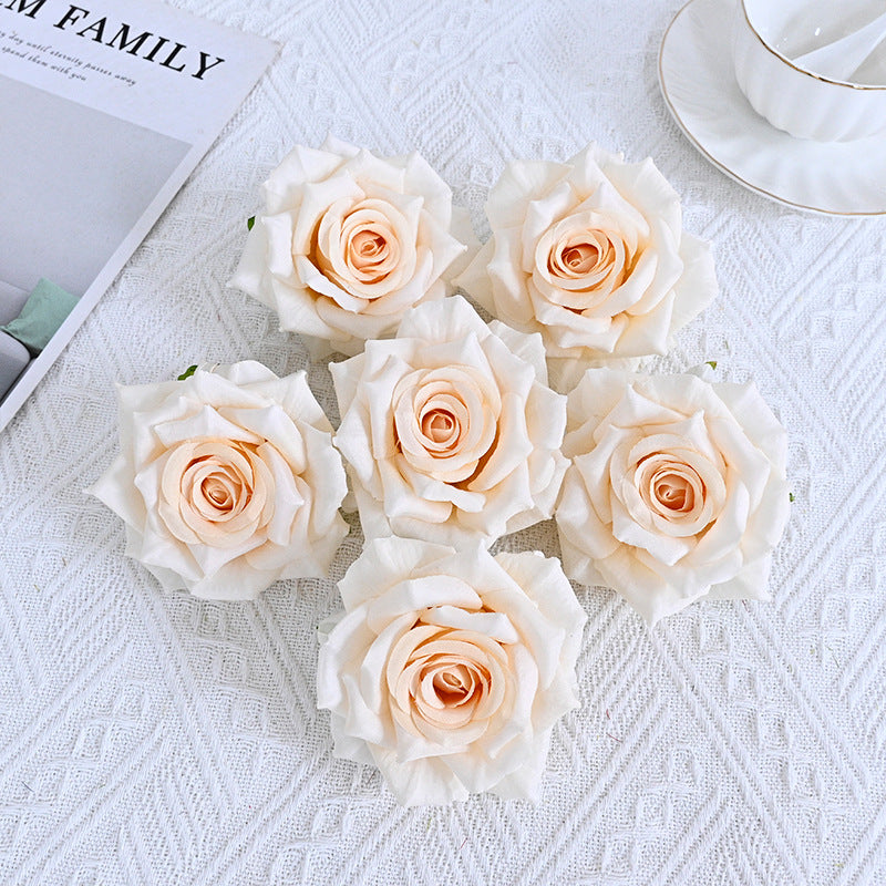 6 Pcs Curled Artificial Rose Heads for Crafts Wedding Centerpiece Bouquet Home Garden Decor