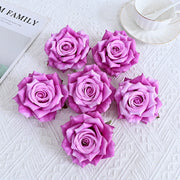 6 Pcs Curled Artificial Rose Heads for Crafts Wedding Centerpiece Bouquet Home Garden Decor