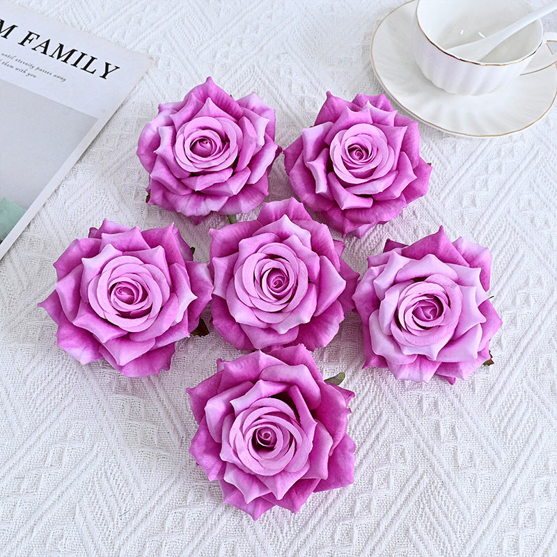 6 Pcs Curled Artificial Rose Heads for Crafts Wedding Centerpiece Bouquet Home Garden Decor