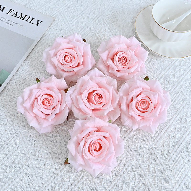 6 Pcs Curled Artificial Rose Heads for Crafts Wedding Centerpiece Bouquet Home Garden Decor