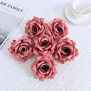 6 Pcs Curled Artificial Rose Heads for Crafts Wedding Centerpiece Bouquet Home Garden Decor