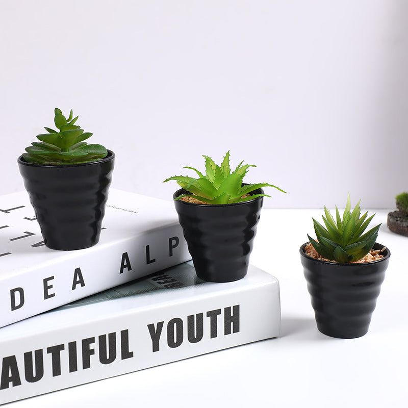 bulk mini succulent pots 3 Pcs Artificial Mini Succulent Plants in Vase Potted Succulent Plante — festwholesale