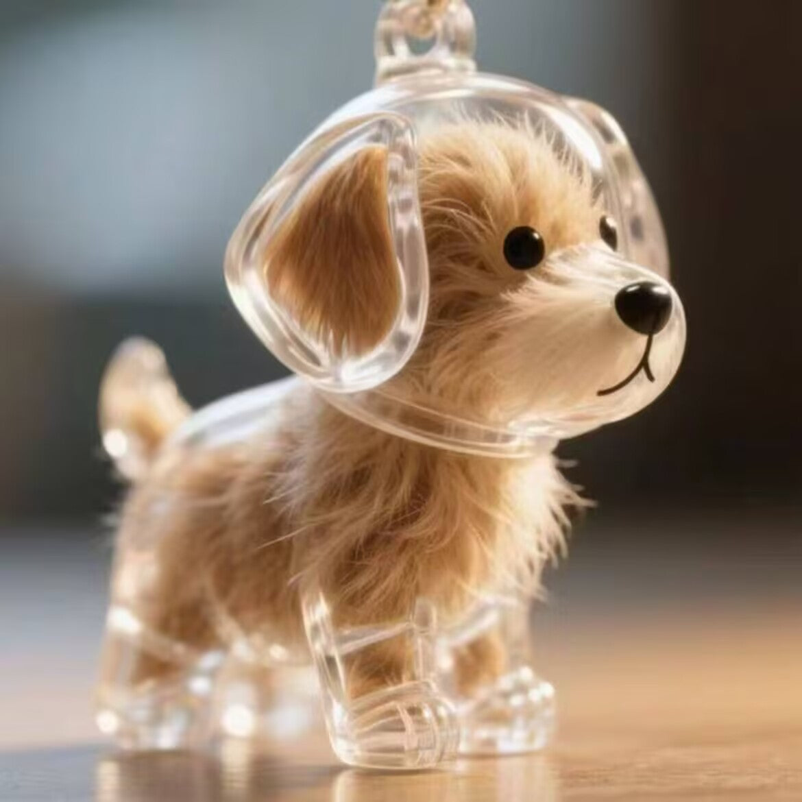 Cute Dog Hair Storage Keychain, Transparent Animal Fur Ball Capsule Pendant, Pet Hair Collection & Decoration Keepsake