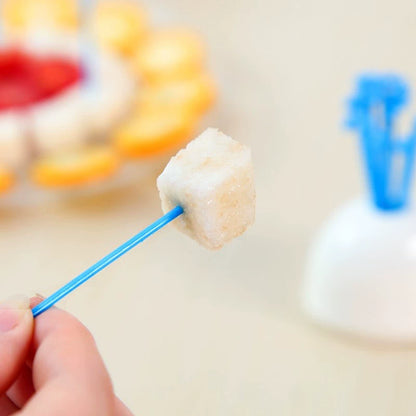 Cute Whale Fruit Forks Set, 3.94×1.93×1.77 Inch Animal Fruit Picks with White Whale Holder