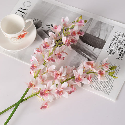 30 Inch Artificial Cymbidium Stems, 6 Pcs Silk Spring Flowers Bulk Pack