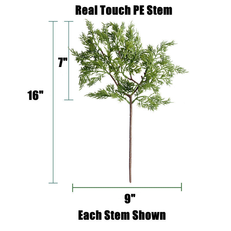 5 Pcs 16 Inch Artificial Cypress Pine Stems Bulk Christmas Winter Decoration