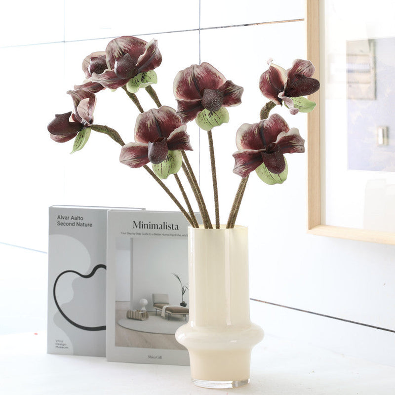 19 Inch Cypripedium Artificial Flower Stems Real Touch Bulk Quantity