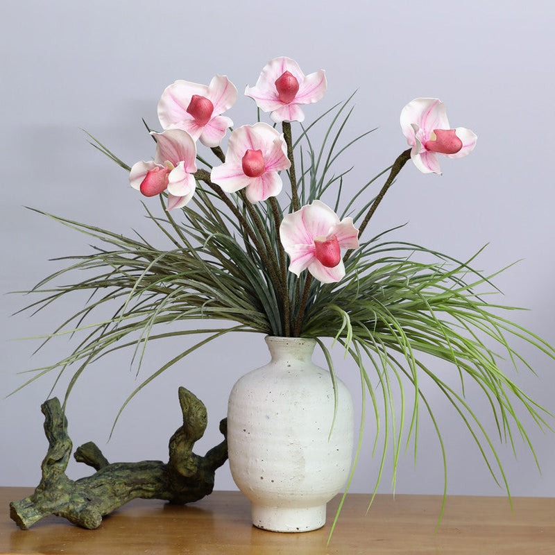 19 Inch Cypripedium Artificial Flower Stems Real Touch Bulk Quantity