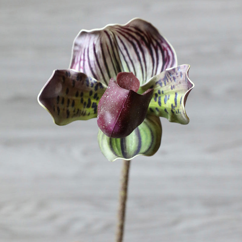 19 Inch Cypripedium Artificial Flower Stems Real Touch Bulk Quantity
