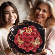 30 Pcs Artificial Glitter Roses Bouquet, 12 Inch DIY Silk Flowers for Weddings Anniversary