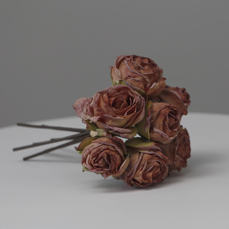 10 Pcs Burnt Orange Dusty Rose Artificial Floral Spray Bouquets Fall Decor